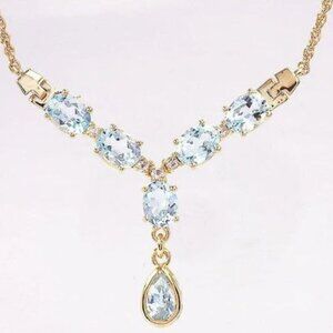 7.22 CT’s Blue Topaz & White Topaz 18KGP Necklace